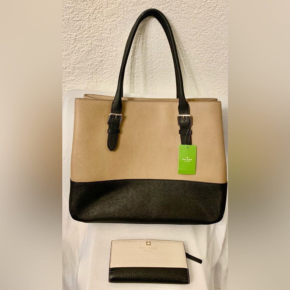 Kate Spade Elegant Black and Tan Tote